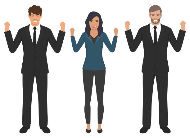 一群快乐欢呼的人们，矢量插图图片下载