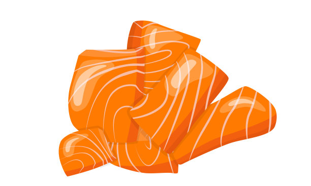 新鲜三文鱼片、块状、食品。图片下载