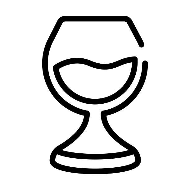 白兰地玻璃细线图标。酒吧，玻璃线性图标从饮料概念孤立的轮廓标志。矢量插图符号元素的网页设计和应用程序。图片下载