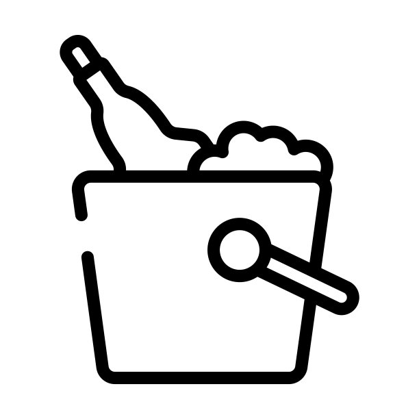 冰桶和瓶子细线图标。冰，玻璃线性图标从饮料概念孤立的轮廓标志。矢量插图符号元素的网页设计和应用程序。图片下载