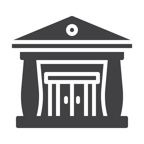 银行建筑与列向量图标图片下载