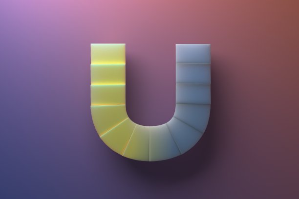 大字母U在梯度背景图片下载