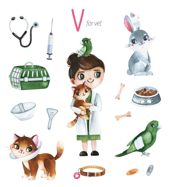 水彩字母专业套装。学习一些有趣的专业字母图片下载