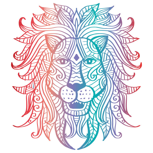 Zentangle狮子。曼荼罗绘画，狮子曼荼罗，涂鸦艺术设计图片下载