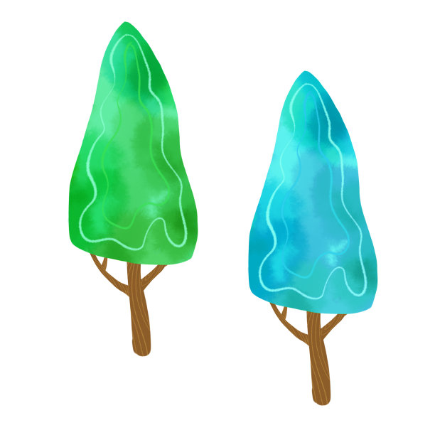 设置以树木水彩作为设计元素。图片下载