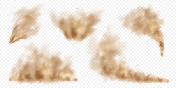 现实的尘埃云。路沙风暴。被污染的棕色空气中有灰尘颗粒，烟雾。空气、环境污染。矢量设计元素图片下载