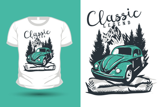 经典的传奇复古手绘t恤图片下载