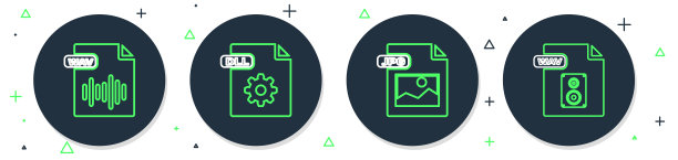 设置线DLL文件文档，JPG, WAV和图标。向量图片下载