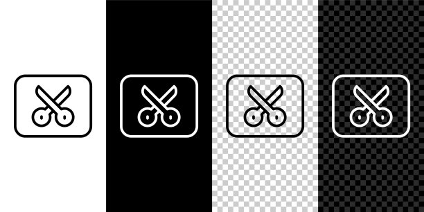 设置线音乐或视频编辑图标孤立在黑白，透明的背景。向量图片下载