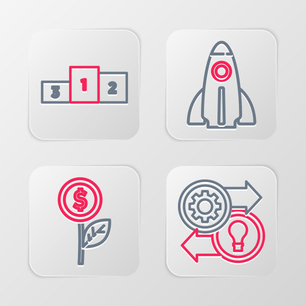 设置线人力资源，美元工厂，启动项目概念和业务平台图标。向量图片下载