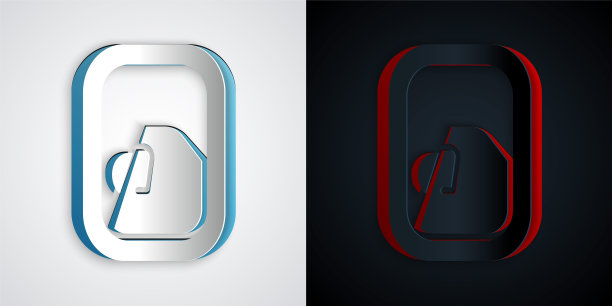 剪纸飞机窗口图标孤立的灰色和黑色背景。飞机舷窗。纸艺术风格。向量图片下载