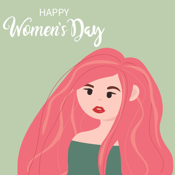 3月8日，国际妇女节。迷人快乐的长发女孩。矢量模板与卡片，海报，传单等用户图片下载