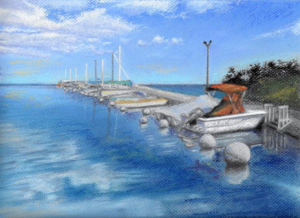 夏威夷港，粉彩画图片下载