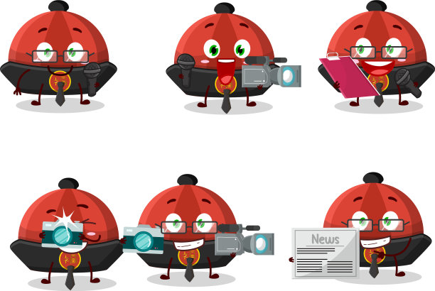 字记者红色的中国传统帽子图片下载