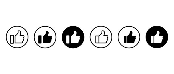 拇指向上，矢量图标设置。好吧，比如社交媒体的概念。竖起大拇指做圆圈的手势图片下载