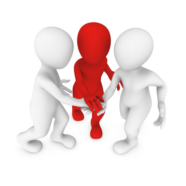 红色队长和他的小队。团队合作的概念。图片下载