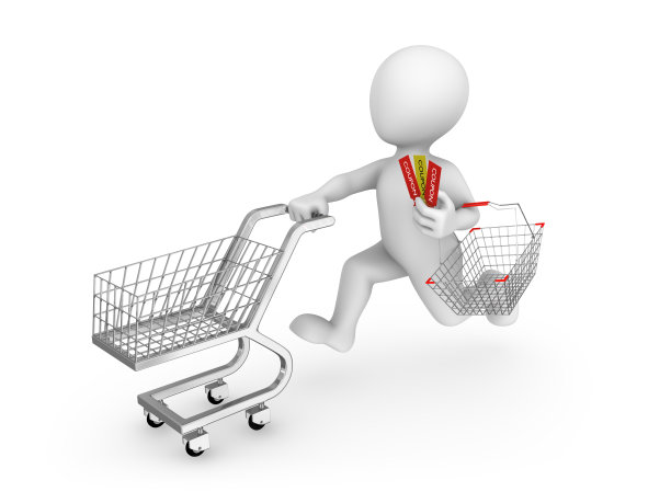 3d买家带着购物车奔向促销图片下载