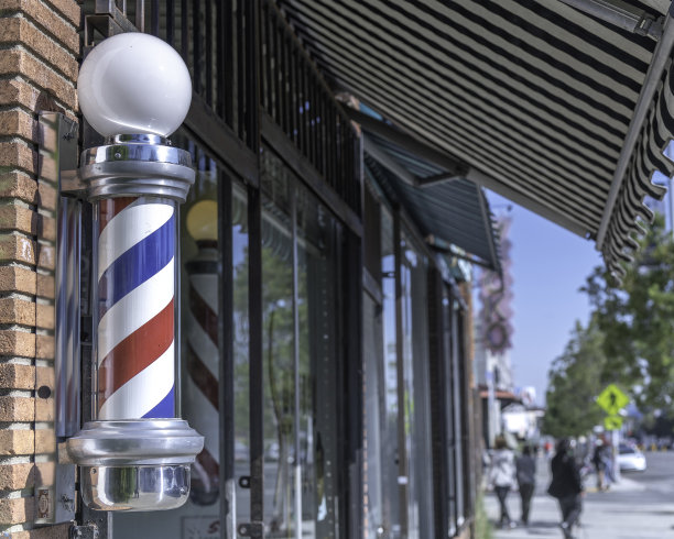 一个理发店的柱子的细节。图片下载