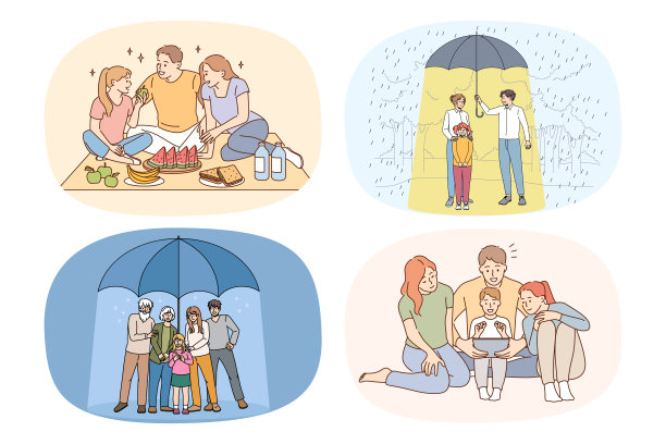 一套幸福的家庭和孩子显示团结图片下载