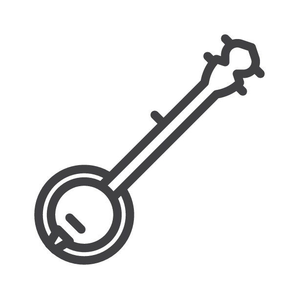 班卓琴乐器线条图标图片下载