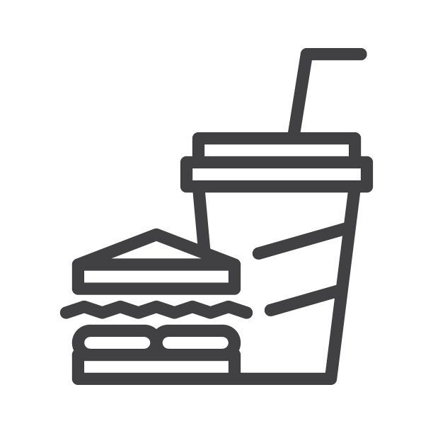 三明治和苏打饮料线性图标图片下载