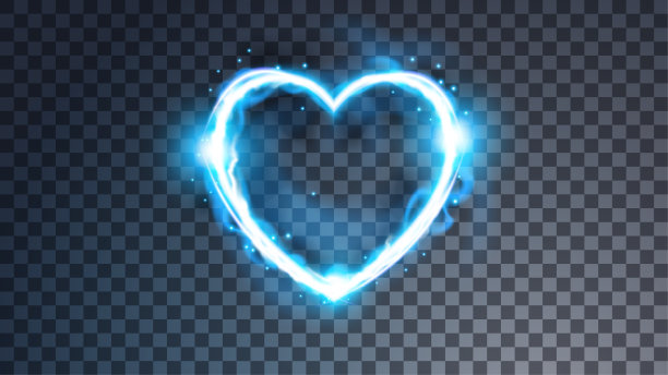 现代魔法心形符号。飘渺的闪电物质标志图片下载