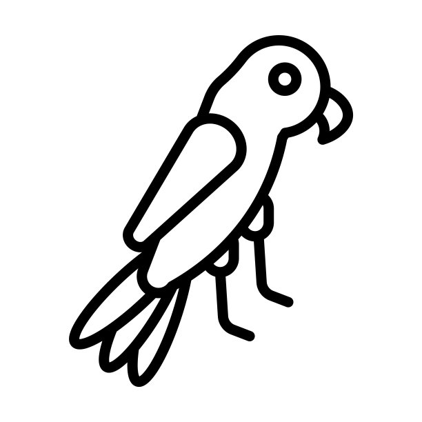 金刚鹦鹉的一个分支图标从文化收藏。薄线性金刚鹦鹉在一个分支，羽毛，喙轮廓图标孤立在白色背景。线向量金刚鹦鹉在一个分支标志，符号为网络和移动。图片下载
