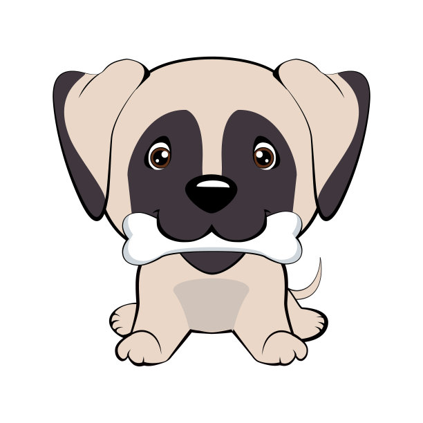 带着骨头的快乐小狗摇着尾巴图片下载