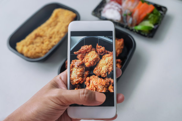 女性的手正在拍日本外卖的照片图片下载