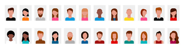 男人和女人剪影图标。《阿凡达》。矢量插图。图片下载