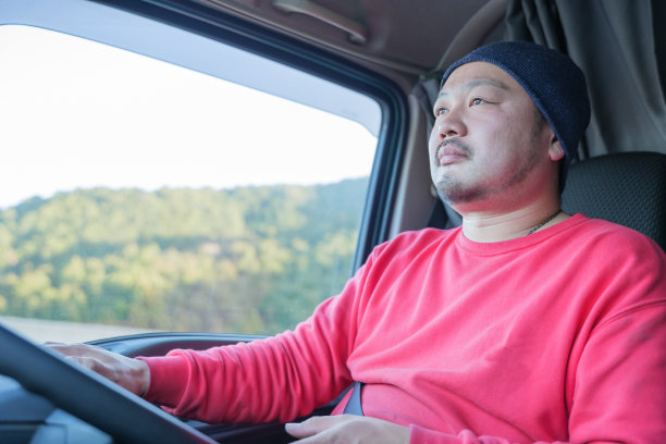 男性司机，驾驶重型卡车图片下载