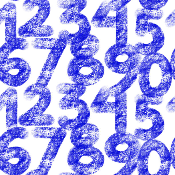 无缝图案，数字按顺序分布。画的数字在grunge半色调。粉笔纹理。学校的数学背景。纺织品、面料、横幅、海报、包装、墙纸的时尚设计。图片下载