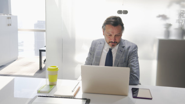 在办公室工作的成熟商人图片下载