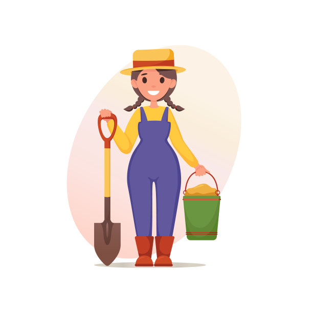 拿着花园铲子的园丁女孩图片下载