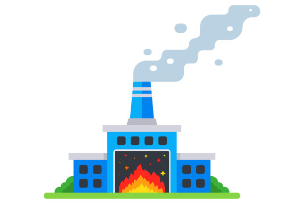 有烟囱的大工厂，从烟囱里冒出烟来。工业企业造成的环境污染图片下载