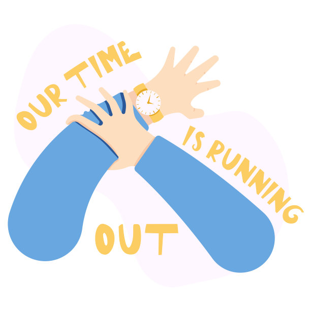 在一幅画中，一名男子正在查看手表上的时间。一种关于时间的流逝、匆忙和工作时间的安排的图解概念图片下载