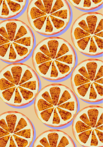 浅橙色背景上血橙色切片的图案说明图片下载