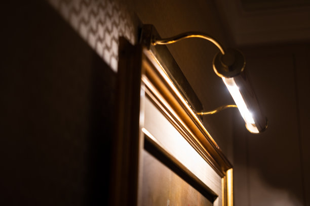 墙上画框照明-艺术室内装饰。图片下载