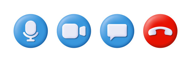 三维矢量插图的视频和音频呼叫图标。聊天图标。结束图标。图片下载