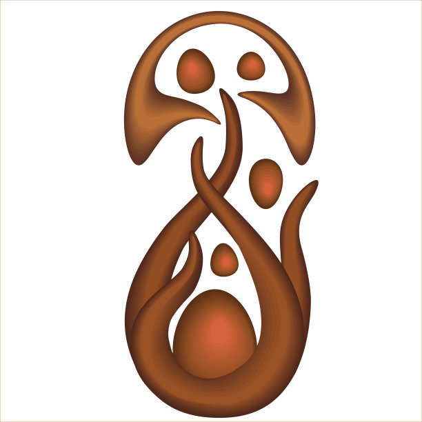 棕色哑光木材有机曲线超现实雕塑艺术品图片下载