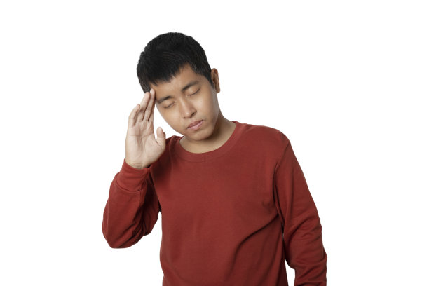 年轻人表现出头痛的姿势和疾病。图片下载