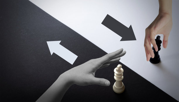 抽象的背景。领导的想法。经营理念，成功与目标，领导者的手与棋。复制空间，数字，横幅，网站-3d渲染图片下载