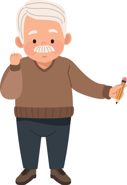 拿着铅笔的老人图片下载