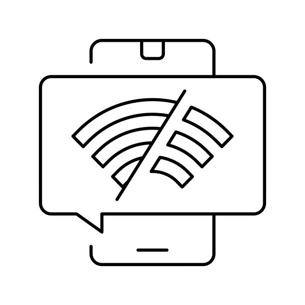 WiFi断开连接的手机线性图标矢量图图片下载
