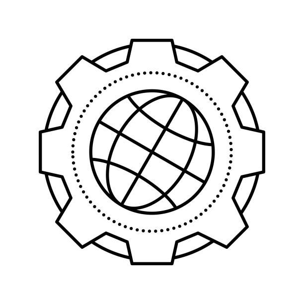 地球地质研究线图标矢量插图图片下载