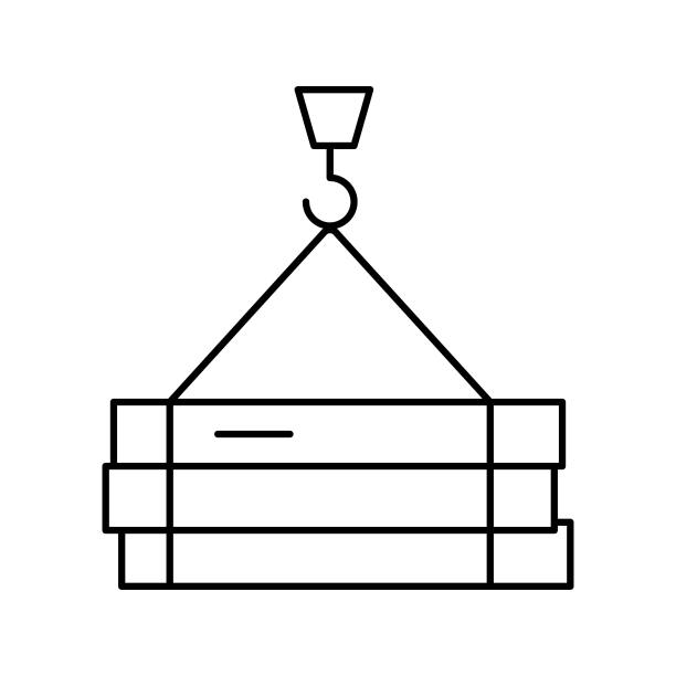 建筑材料运输线性图标矢量图图片下载