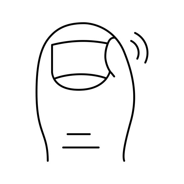指甲向内生长疼痛线图标矢量插图图片下载