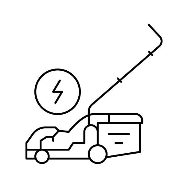 电动割草机线图标矢量插图图片下载