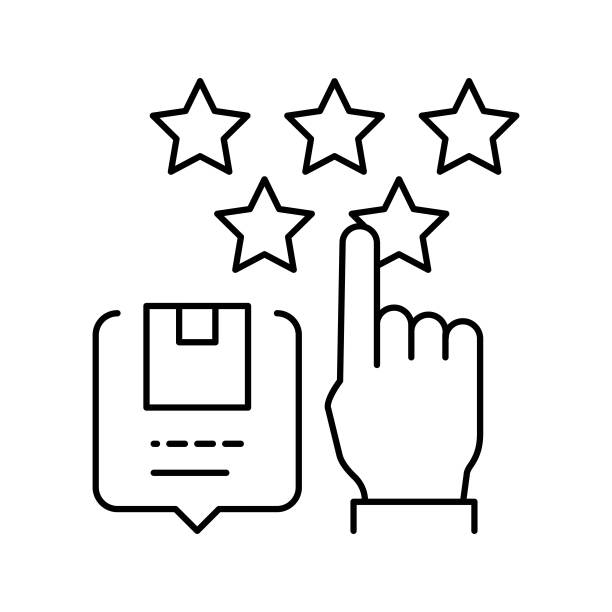 交付服务审查线图标矢量插图图片下载