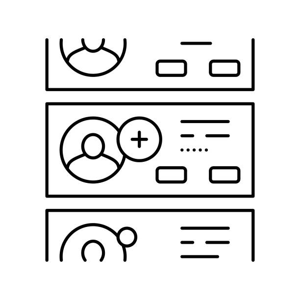 预期的朋友线图标矢量插图的列表图片下载